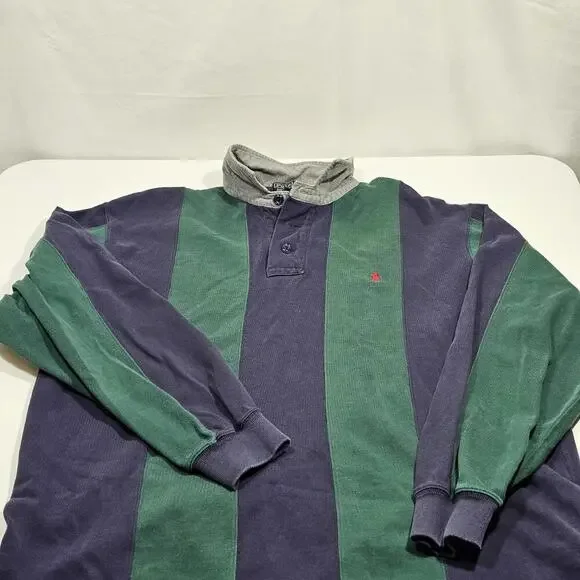 Vtg Ralph Lauren Striped Rugby Long Sleeve Polo. 100% Cotton. Mens Large READ - Picture 6 of 11
